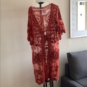 Rust Color Lace Sweater